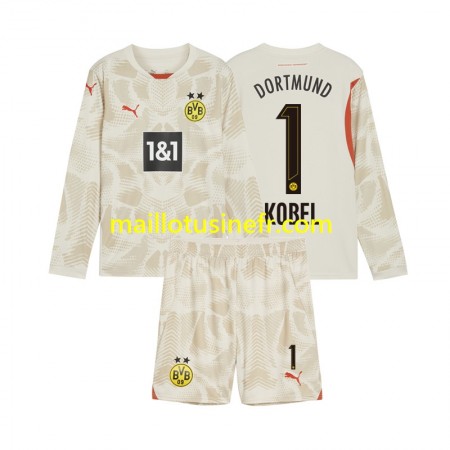 Maillot de Foot Borussia Dortmund Gregor Kobel 1 Gardien Domicile 2024-25 Manches Longues - Enfant